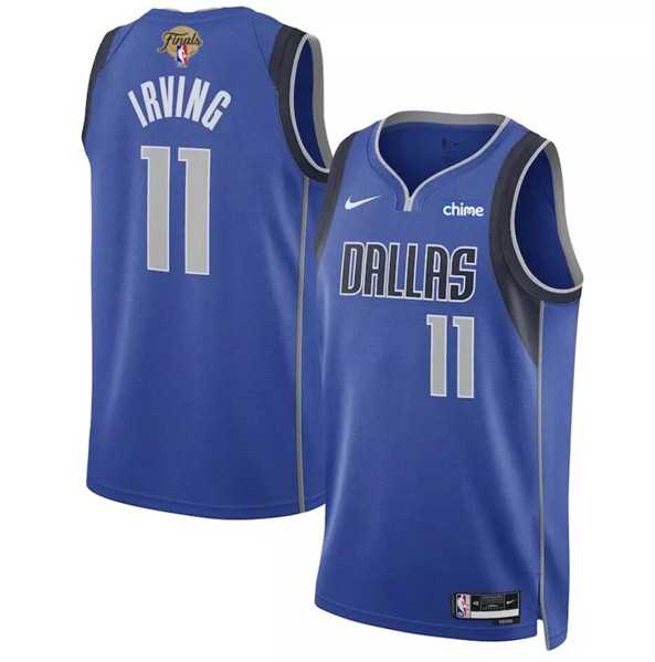 Mens Dallas Mavericks #11 Kyrie Irving Blue 2024 Finals Icon Edition Stitched Basketball Jersey Dzhi